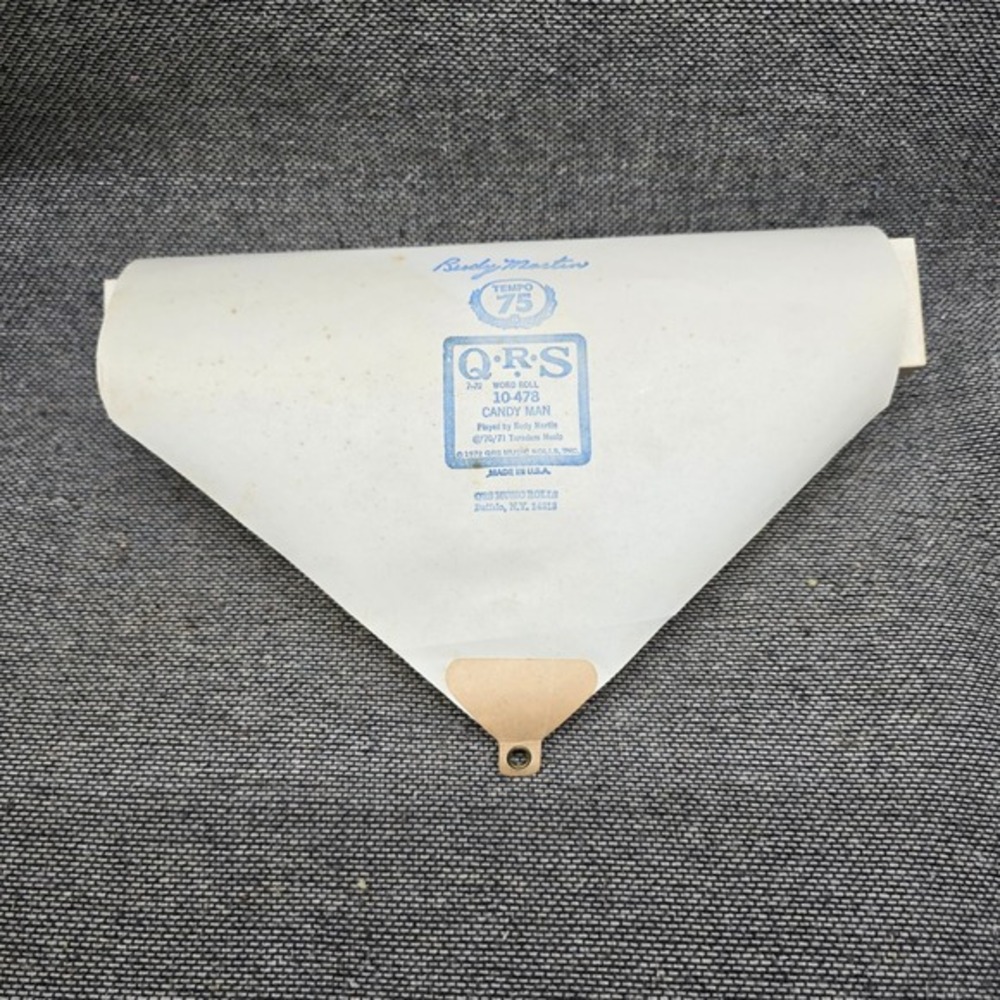 QRS Player Piano Word Roll Candy Man 10-478 Rudy Martin 1972 Red Box Vintage